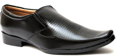 

Guava Textured Formal Shoe - Black Slip On For Men(Black, 01;black