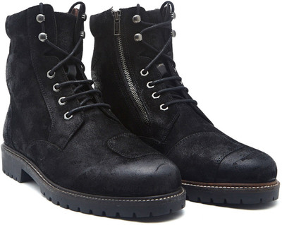 

Royal Enfield Hussar/Wax-brushed suede riding boots Boots For Men(Black