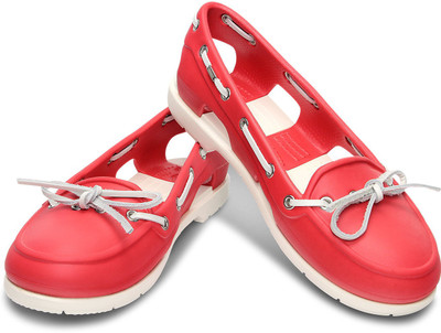 

Crocs Boat Shoes For Women(Red, White), 14261-646