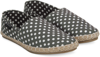 Chemistry Polka Canvas Espadrilles For Women(Black, White