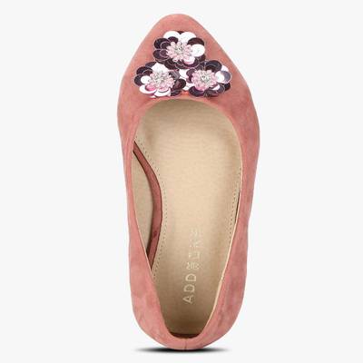 Addons Addons Floral Sequins Suede Ballerinas Bellies
