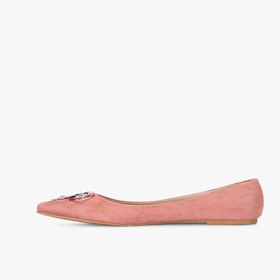 Addons Addons Floral Sequins Suede Ballerinas Bellies