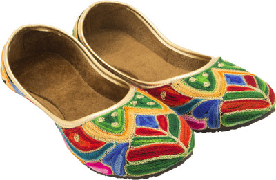 

Footrendz Embroidered Jutis For Women(Green, Green::yellow::red::blue