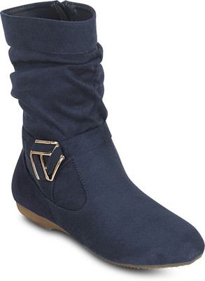 

Get Glamr Trenip Zipper Boots For Women(Blue)