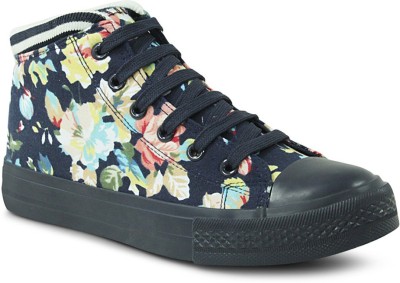 

Get Glamr Floral Lace Ups Canvas Shoes For Women(Blue