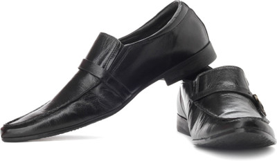 

Franco Leone Genuine Leather Slip On Shoes For Men(Black
