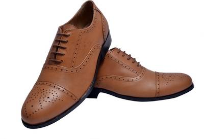 Hirel's Men Tan Oxford Brogues Lace Up