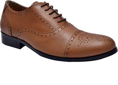 Hirel's Men Tan Oxford Brogues Lace Up