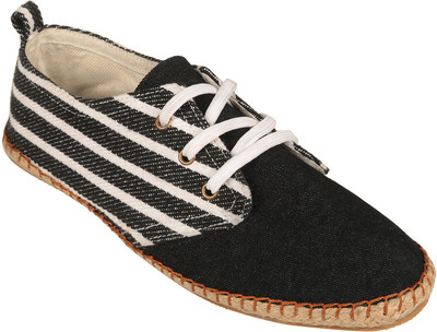 

Live Ur Style Boys, Black denim + black n white stripes combi espadrilles casual shoes