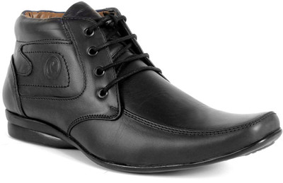 

Candle Geiune Leather High Ankel Shoes Lace Up For Men(Black