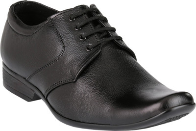 

LeatherKraft Genuine Leather Lace Up Shoes For Men(Black