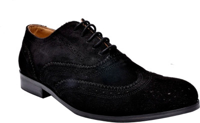 

Hirel's Men Suede Leather Brogues Lace Up Shoes For Men(Black, Black03