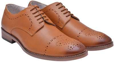 

Hirel's Geniune Leather Cap Toe Derby Derby For Men(Tan