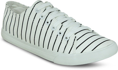 

Get Glamr STRIPED LACE UPS Canvas Shoes For Men(White)