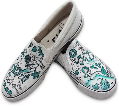 

F-Gali The Doodle Slip-on Shoes Canvas Shoes For Women(Multicolor