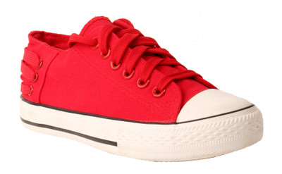 Foot Candy Canvas Shoes For Women(Red
