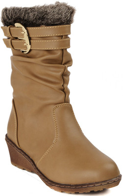 

Flat n Heels Boots For Women(Beige)