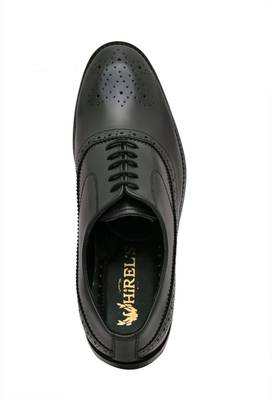 Hirel's Black Cap Toe Oxford Brogue Lace Up Lace Up