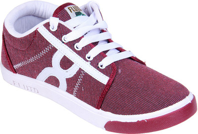 

Fluid Maroon Checkered Canvas Shoes For Men(Maroon)