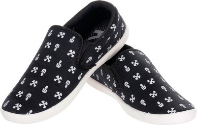 

Per Te Solo Major Iii Casual Slip On Black Canvas Shoes For Men(Black