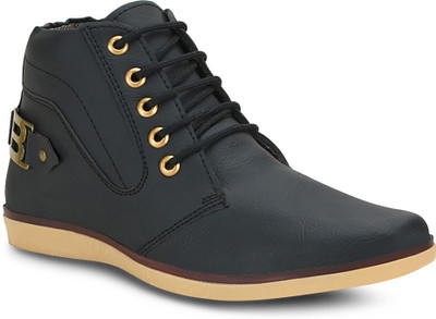 

Get Glamr Mid Top Lace Ups Boots For Men(Black