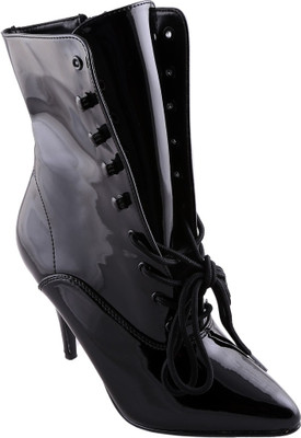 

Pleaser Lace-Up Ankle Boot Side Zip Boots For Women(Black)