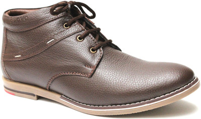 

Guava Brown High Ankle Leather Casuals Shoe For Men(Black, 04;black