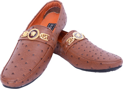 

Buenos Brown solid dotted Loafers For Men(Brown