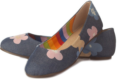 Vero Couture Floral Printed Canvas Bellies For Women(Blue, Blue-multi