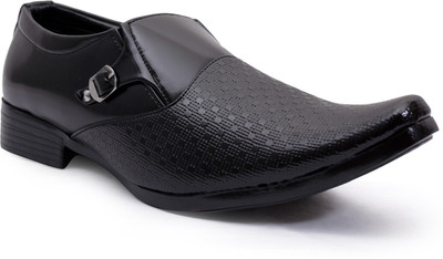 

Shoe Island Designer Black Buckle-Up Formals Slip On For Men(Black