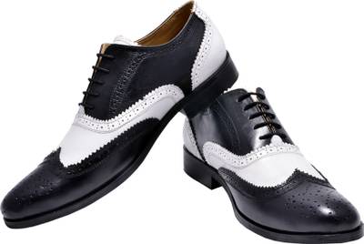 Hirel's Mens Dual Color Leather Brogues Lace Up Shoes
