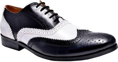 Hirel's Mens Dual Color Leather Brogues Lace Up Shoes