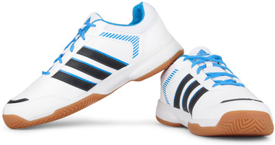 

ADIDAS Aerobot Indoor Shoes For Men(White, Blue), White;ntgrey;solblu