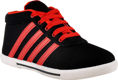 Athlio Canvas Shoes For Men(Black, Grey), Black-red