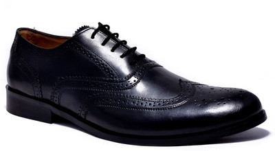 

Hirel's Mens Leather Brogues Lace Up Shoes For Men(Black