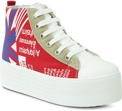 

Get Glamr Stylish Lace Ups Canvas Shoes For Women(Red