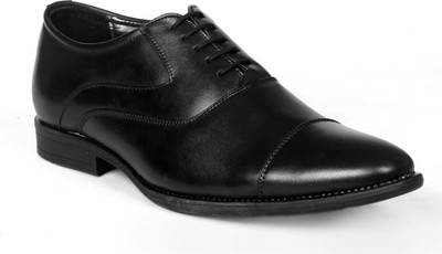 

Levanse Leather look Lace Up For Men(Black, Matte black