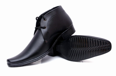 

Buenos High Ankle Original Solid Lace Up Shoes For Men(Black