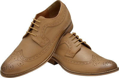 

Hirel's Tan Leather Brogues Lace Up Shoes For Men(Tan