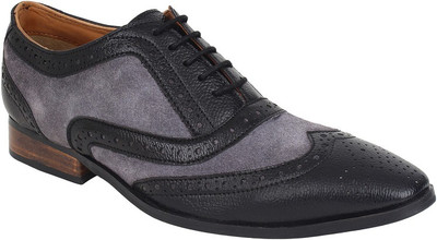 

Lujo Brogues For Men(Black, Grey, 09;black