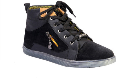 

JK Port Black Faux Leather Shoe Casuals For Men(Black