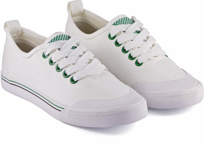 

DeVEE Old Pro-School Trainer White Canvas Shoes For Women(White