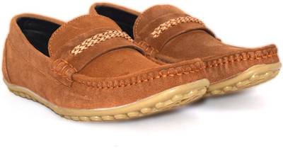

Alberto Calza Leather Suede Tie Loafers For Men(Tan