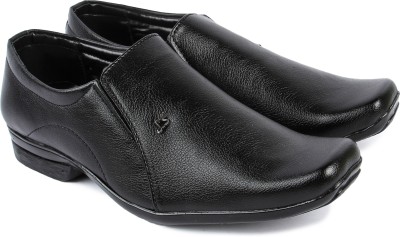 

Vonc Black Leather Slip On Shoes For Men(Black