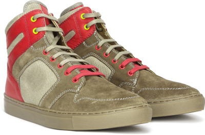 

Ruosh Genuine Leather Mid Ankle Sneakers For Men(Multicolor, Grey