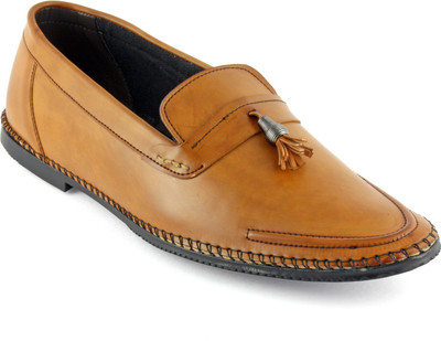 

Chris Brown Beryllium Metal Ring Low Cut Tan Loafers For Men(Tan)