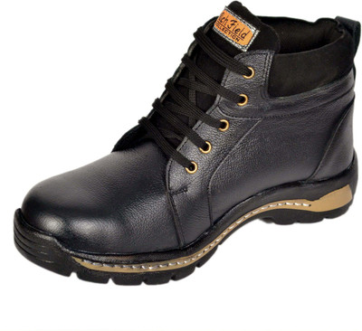 

RICH FIELD Men New Safety Shoe with Steel Toe Boots For Men(Black