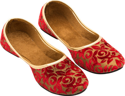 

Footrendz Embroidered Bellies For Women(Red), Golden::dark red