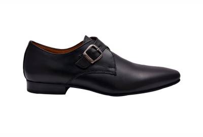 Hirel's Mens Black Monk Strap Shoes