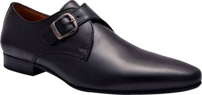 Hirel's Mens Black Monk Strap Shoes